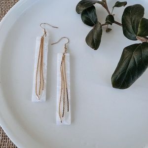 Marble Tassel Clay Earrings